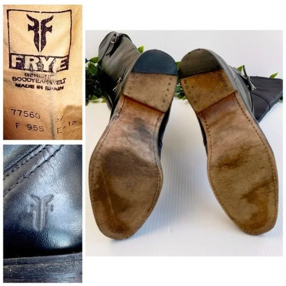 Frye Dorado leather riding boots black color size 6